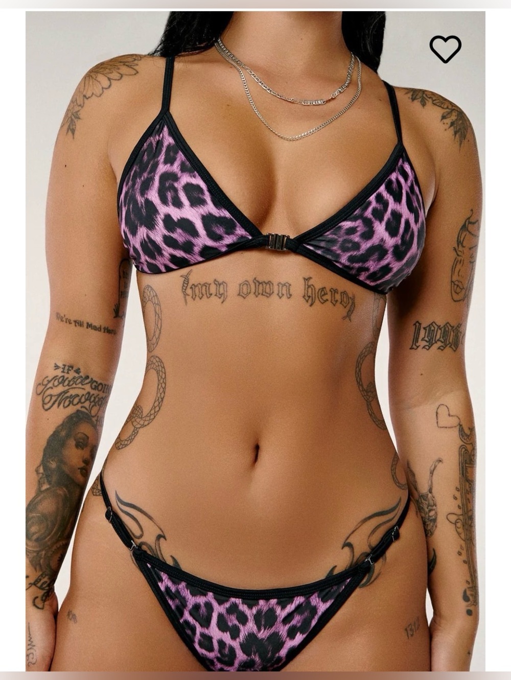 Hoah Bikini Clasp Release Top and Miami Bottom Leopard Purple. Size S